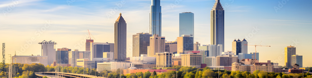Aerial view city of Atlanta with building and blue sky 
 - obrazy, fototapety, plakaty 