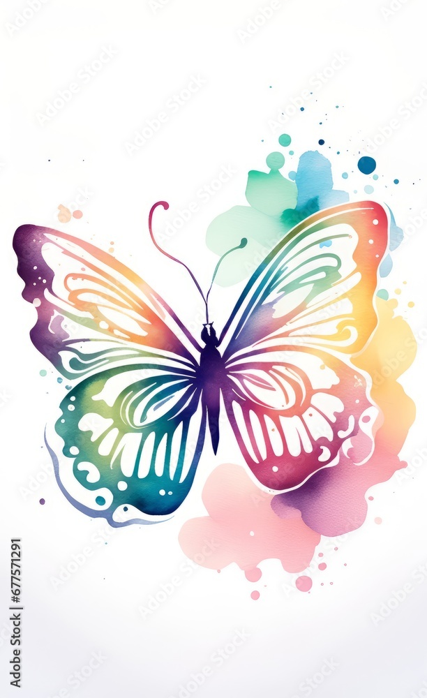 Watercolor butterfly logo. .AI