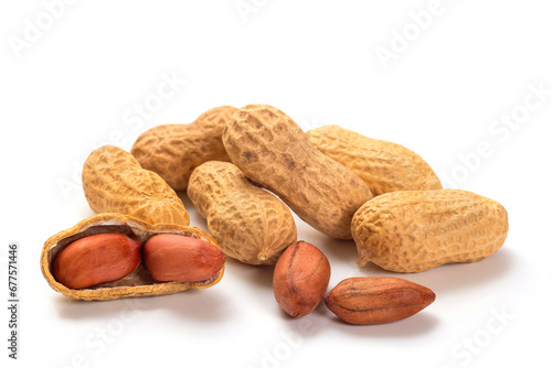 Wallpaper Mural Peanuts isolated on white background, macro photography. Whole nuts and shelled kernels Torontodigital.ca