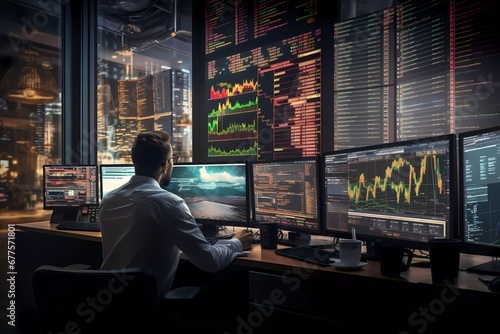 business people attentively monitor the stock market screen, their focus is on the world of investment and financial trading. generative ai