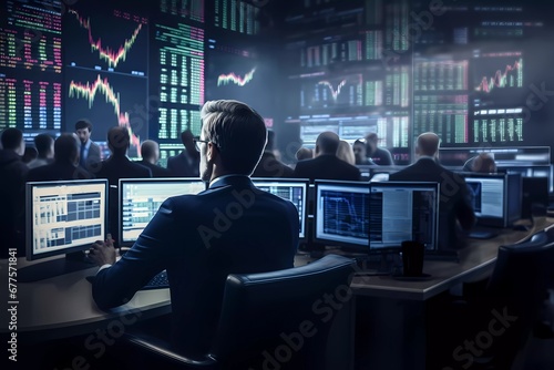 business people attentively monitor the stock market screen, their focus is on the world of investment and financial trading. generative ai