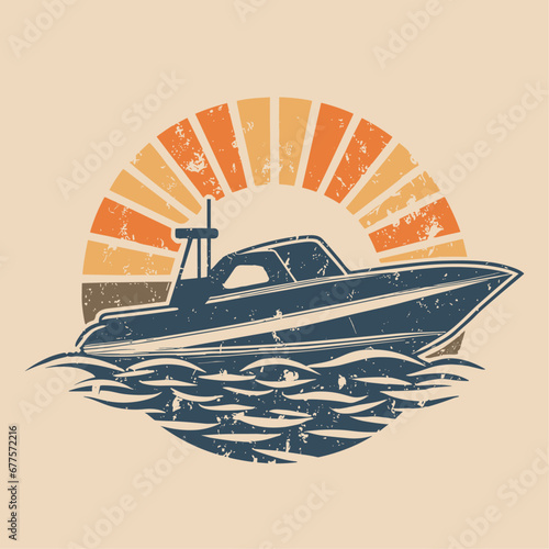 ship on the sea _ boat on the sea _ boat on the sea _ boat on the ocean _ t-shirt design _ vector illustration _ Summer t-shirt design