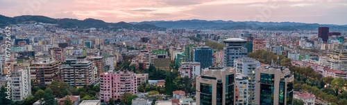 Aerial image of Tirana Skyline photographed from a distance