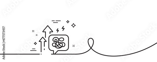 Stress grows line icon. Continuous one line with curl. Anxiety depression chat sign. Mental health symbol. Stress grows single outline ribbon. Loop curve pattern. Vector
