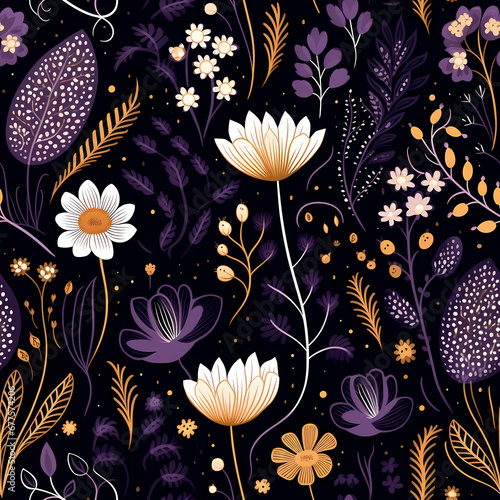 spooky modern floral seamless pattern
