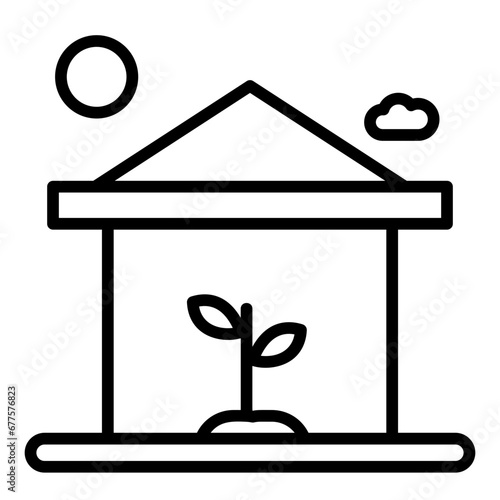 Glasshouse, hothouse, conservatory, plant house, climate controlled structure icon and easy to edit.