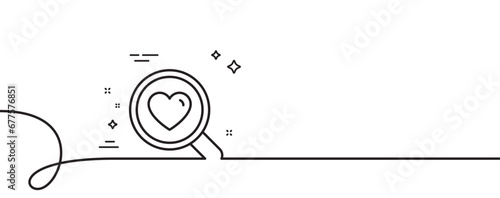 Love dating line icon. Continuous one line with curl. Search relationships sign. Valentines day symbol. Search love single outline ribbon. Loop curve pattern. Vector