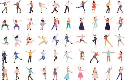 people dancing, rejoicing, jumping set vector