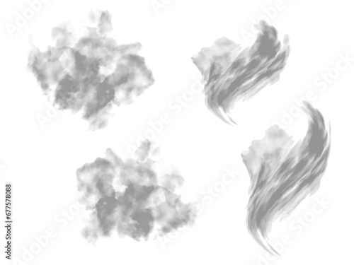 水彩の抽象的背景セット（煙、粉塵爆発、雲のイメージ）