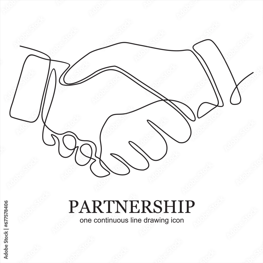 Handshake continuous line vector drawing. Business agreement vector concept Handshake continuous line vector drawing. Business agreement vector concept
