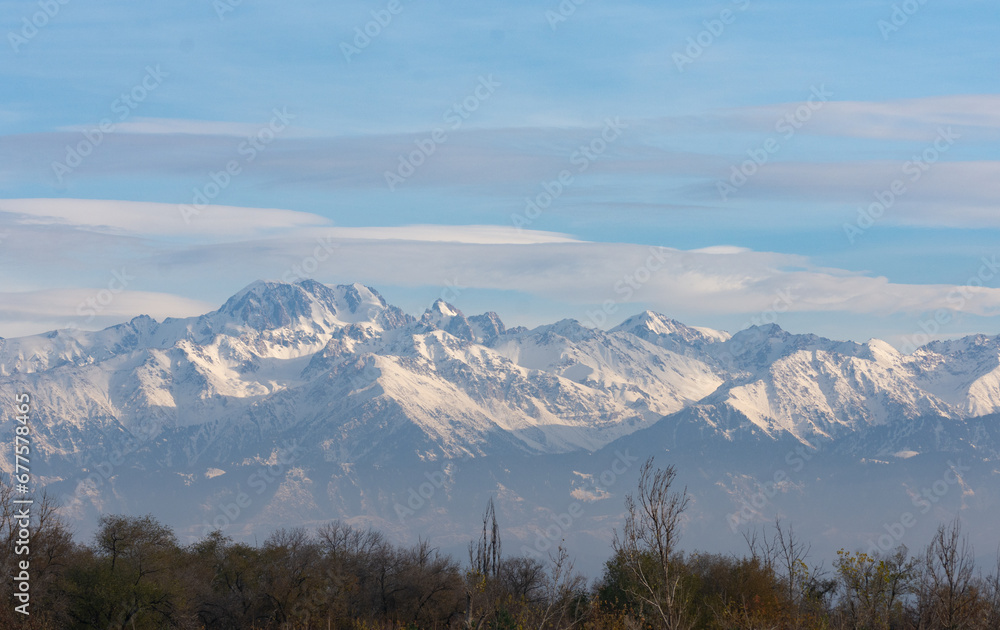snowcapped mountains and blue sky