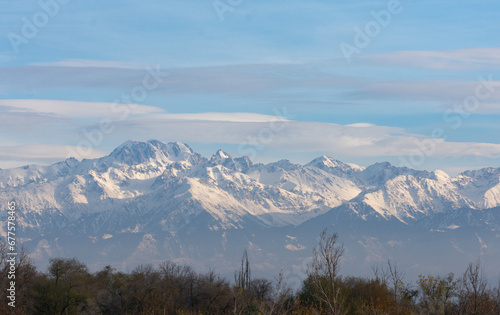 snowcapped mountains and blue sky