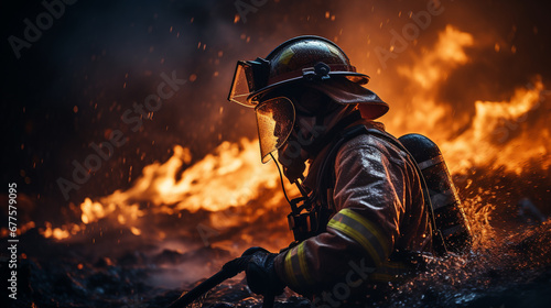 firefighters in fire HD 8K wallpaper Stock Photographic Image 