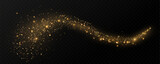 Golden sequins glow with many lights. Glittering dust. Luxurious background of golden particles.	