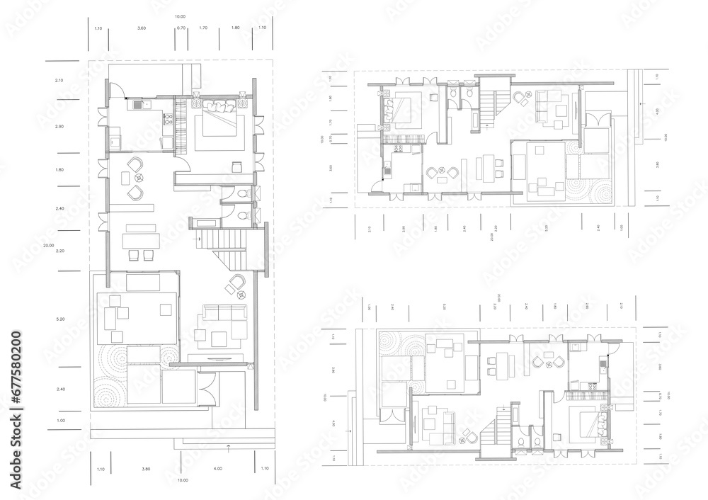 Floor plan designed building on the drawing. Floor plan designed building on the drawing.