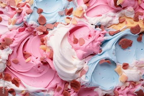macro texture swirl of colorful ice cream