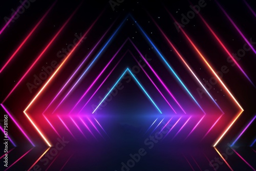 Abstract neon light arrows background, Generative AI
