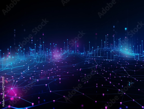 Abstract sci-fi blue and purple background, concept of digital future., AI