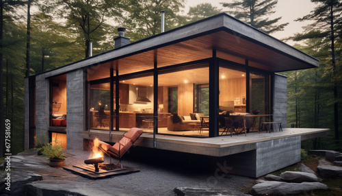 house in the woods generating by AI technology