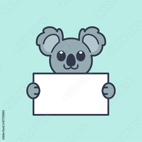 Cute Koala Holding a Blank Sign