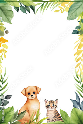 A frame with adorable animal design for notebook background and writing