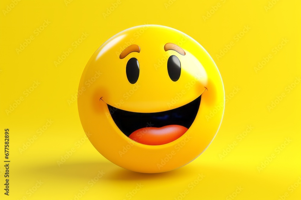 Fototapeta premium Grinning or smiling yellow emoji 3d style