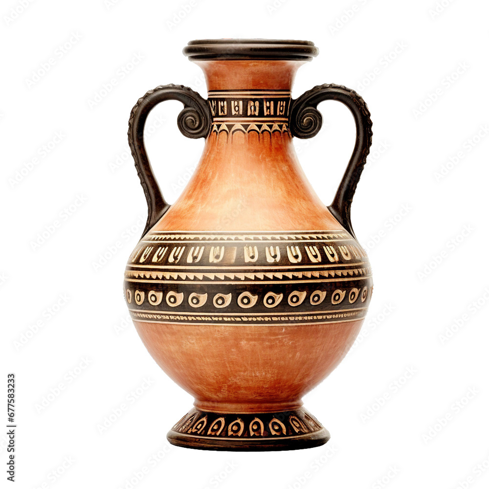 Ancient Greek Amphora, transparent background, isolated image, generative AI