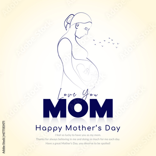 Happy mother's day greeting card design and creative social media post or web banner 