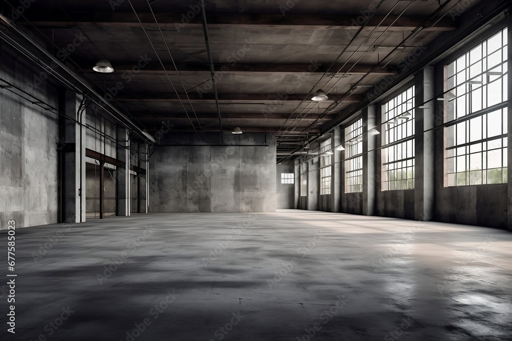Empty industrial unoccupied space interior Empty industrial unoccupied space interior