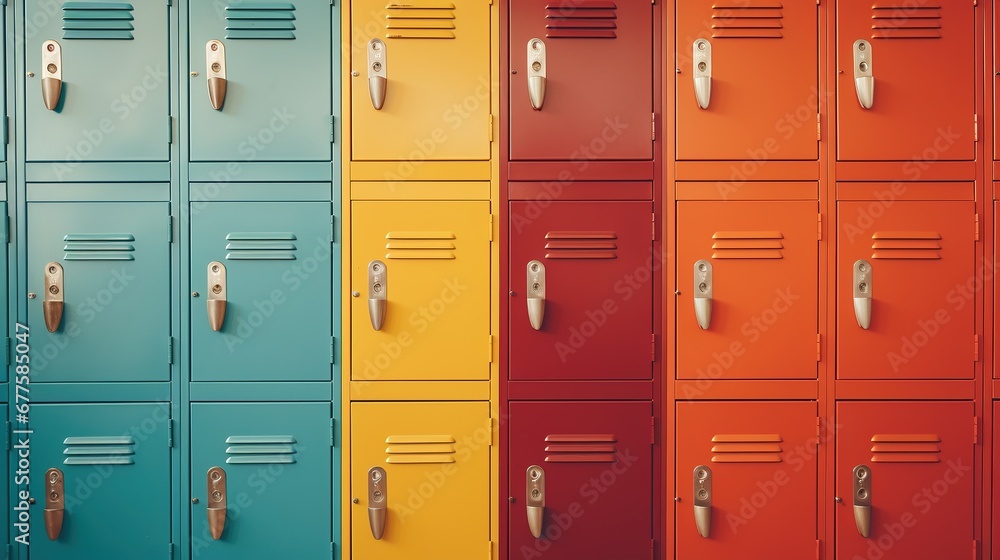 Generative AI, Row of high school lockers in the hallway, locker room
Generative AI, Row of high school lockers in the hallway, locker room