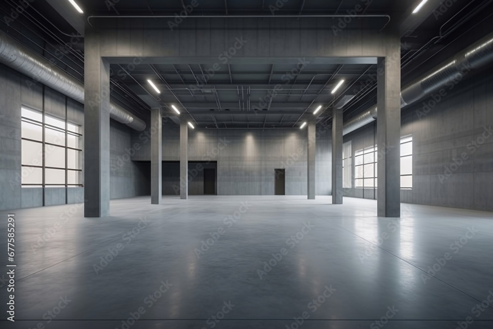 Empty industrial unoccupied space interior Empty industrial unoccupied space interior