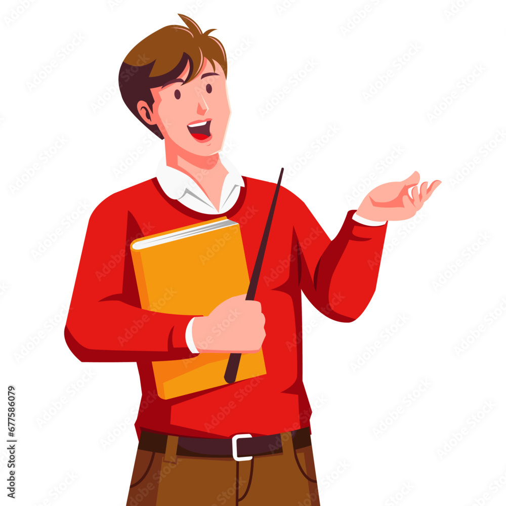 Happy teachers day with male teacher carrying books Happy teachers day with male teacher carrying books