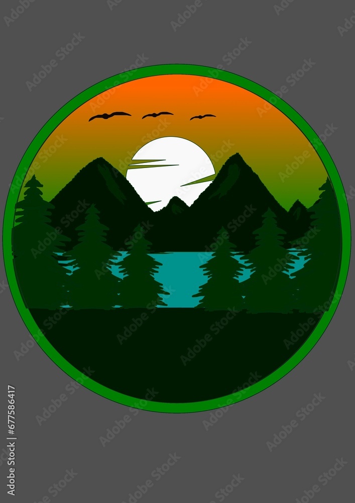 landscape with moon and mountains