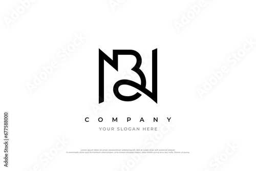 Initial Letter NB or BN Logo Design Vector