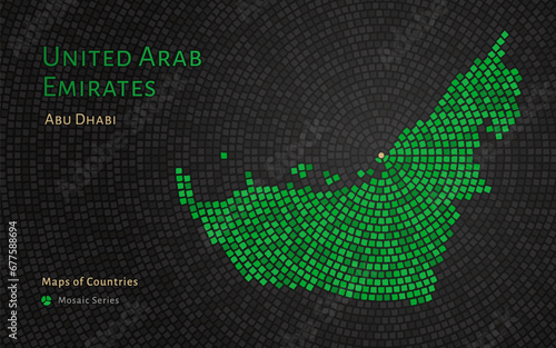 Unated Arab Emirates Map with a capital of Abu Dhabi Shown in a Mosaic Pattern