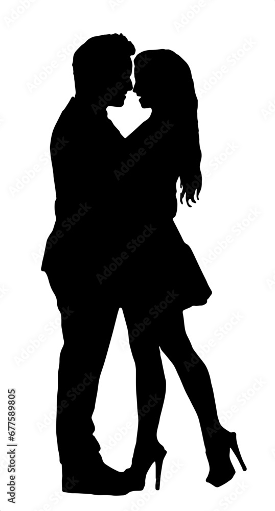 Illustration of a girl with a boyfriend of silhouette vector