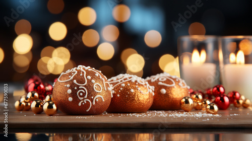 christmas candles and decorations HD 8K wallpaper Stock Photographic Image 