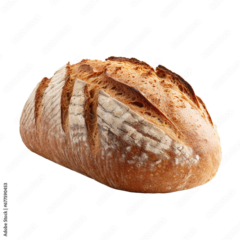 Delicious whole grain bread isolated on transparent background