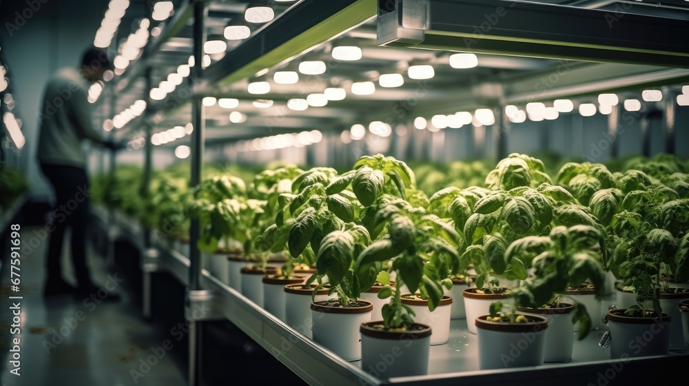 Growing Plants in a Hydroponics Warehouse. Growing Plants in a Hydroponics Warehouse.