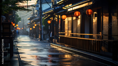 日本的な古都の風景、歴史的な町と道 photo