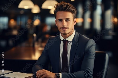 Portrait of successful financial accountant doing paperwork inside office, Businessman signing documents reports.