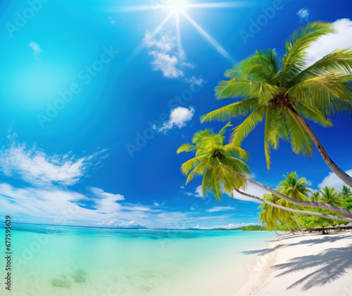 Idyllic tropical beach  bright day