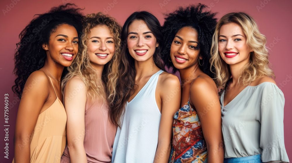 Obraz premium Women of different ethnicities and places of origin united.