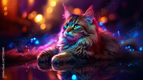 Fantastic glowing maine coon cat photo