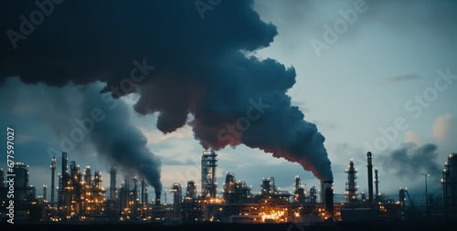 Chemical plant in the evening  gloomy atmosphere