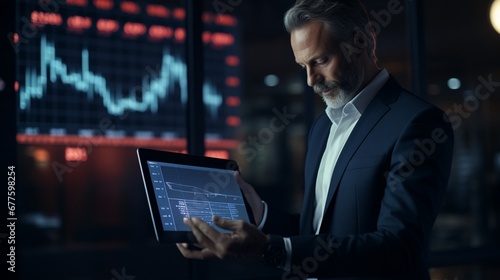Professional trader reviewing stock data on a tablet
