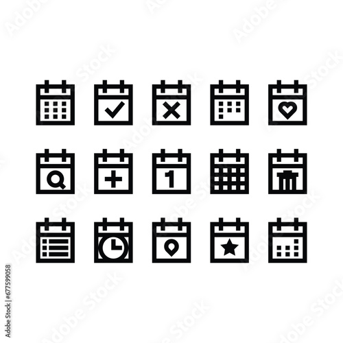 Simple calendar icons with line style