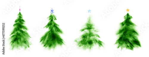 Collection of Christmas trees. Watercolor style