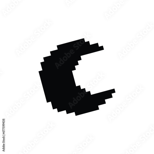 moon icon pixel style on white background photo