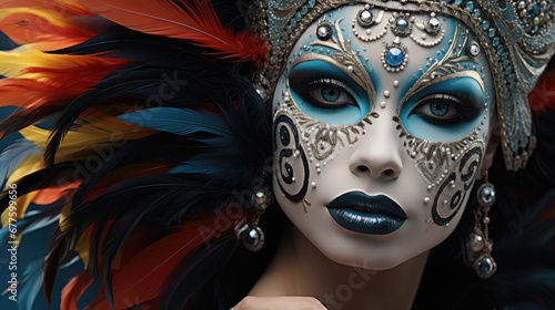 Woman adorned with elaborate and dramatic makeup, Exuding a sense of pride and confidence. © visoot